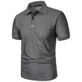 thumbnail image 6 of Polo Shirts for Men Slim Fit Solid Color Casual Tops Button Down Collar Ribbed Sports Short Sleeve Mens Polo Shirts Dark Gray XL, 6 of 6