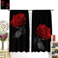thumbnail image 3 of Red and Black Rose Blooming Women Bedroom Decor Shading Curtains, Printed Decorative Curtains for Adult Bedroom Living Room, 2 Panels, 55x63in, 3 of 6