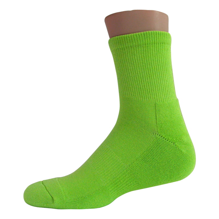 Bright Lime Socks, Basketball Athletic Premium Small Couver Cushioned Green, Crew