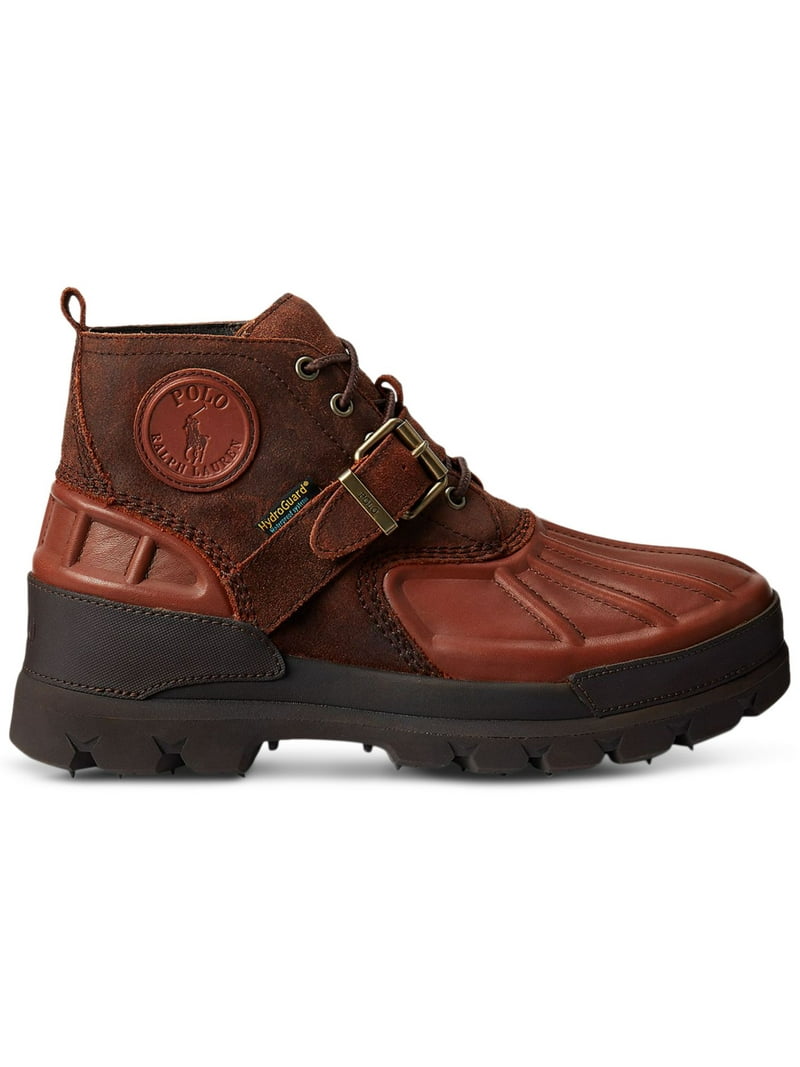 Polo Ralph Lauren Mens Brown Leather Lace-Up Boots, Traction  display picture 1