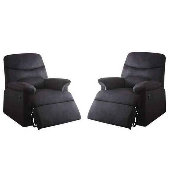 Home Square 2 Piece Upholstered Linen Woven Recliner Set in Black