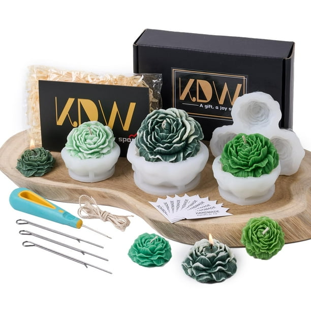 Kit para hacer velas KDW, moldes de silicona con forma de peonía, juego de bricolaje