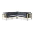 thumbnail image 2 of Frankie Outdoor 5 Piece Acacia Wood V-Shaped Sectional Sofa Set and Cushions, Weathered Gray, Dark Gray, 2 of 9