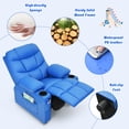 thumbnail image 5 of Infans Kids Youth Recliner Chair PU Leather w/Cup Holders & Side Pockets Blue, 5 of 7