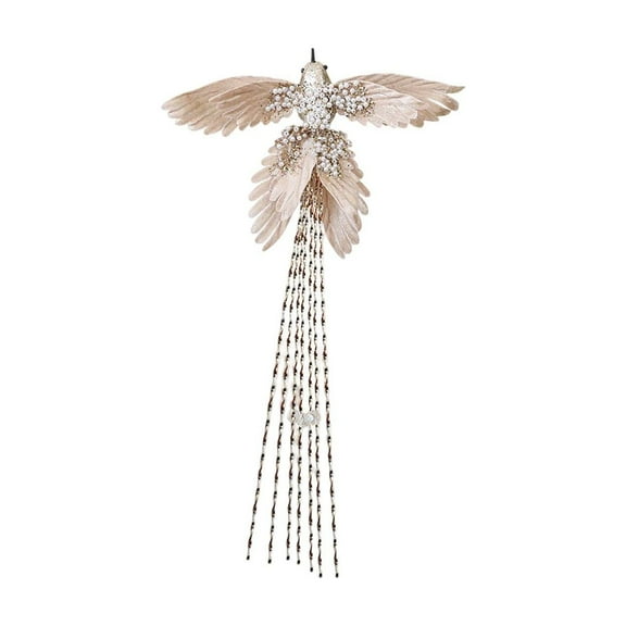 hulanddfd Christmas Tree Ornaments - 1pc Champagne Artificial Glitter Hummingbird Decoration for Xmas Tree Garland Wreath and Home Holiday Wedding Party Decor 15.35"×8.66"/39cm*22cm