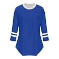 thumbnail image 5 of Njagoc3 Womens Crew Neck Half - Sleeve Top, Solid Color Striped Cuff Shirt, Sporty for Summer Workouts, 5 of 6