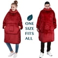 thumbnail image 7 of PAVILIA Wearable Blanket Hoodie for Women Men, Oversized Hoodie Sweatshirt Blanket, Hooded Sweater Blanket Neck Warmer, Fleece Soft Hug Sleep Pod Adult, Cozy Warm Plush Gift Ideas for Mom Wife, Red, 7 of 7