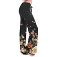 thumbnail image 2 of Edvintorg Women's Summer Drawstring Waist Wide Leg Loose Palazzo Pants Korean Fashion High Waist Print Casual Pants with Pockets, 2 of 6