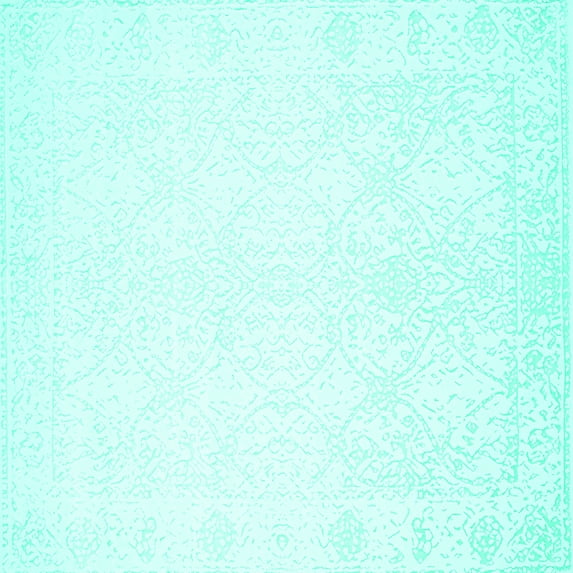 Ahgly Company Machine Washable Indoor Square Solid Turquoise Blue Modern Area Rugs, 8' Square