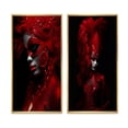 thumbnail image 2 of Designart "Vintage Glamour Mysterious Deep Red Mask" Fashion Woman Framed Wall Art Set Of 2 - Glam Red Frame Gallery Set For Office Decor, 2 of 6