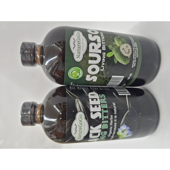 NatureGoGo Soursop Living Bitters & Black Seed Living Bitters Combo 16 fl oz