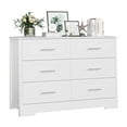 Homfa Simple Wooden Child Double Dresser, 6 Drawer White Wood Chest for