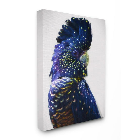 Stupell Industries Tropical Parrot Bird Feathers Blue Gold Jungle Animal Canvas Wall Art Design by Urban Road, 30" x 40"