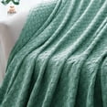 thumbnail image 3 of Kasentex Cozy Soft 100% Cotton Warm Fall/Winter Decorative Throw Blanket for Couch, Sofa, Bed, wrap-around - Indoor/Outdoor 50x60" Peacock Green, 3 of 5