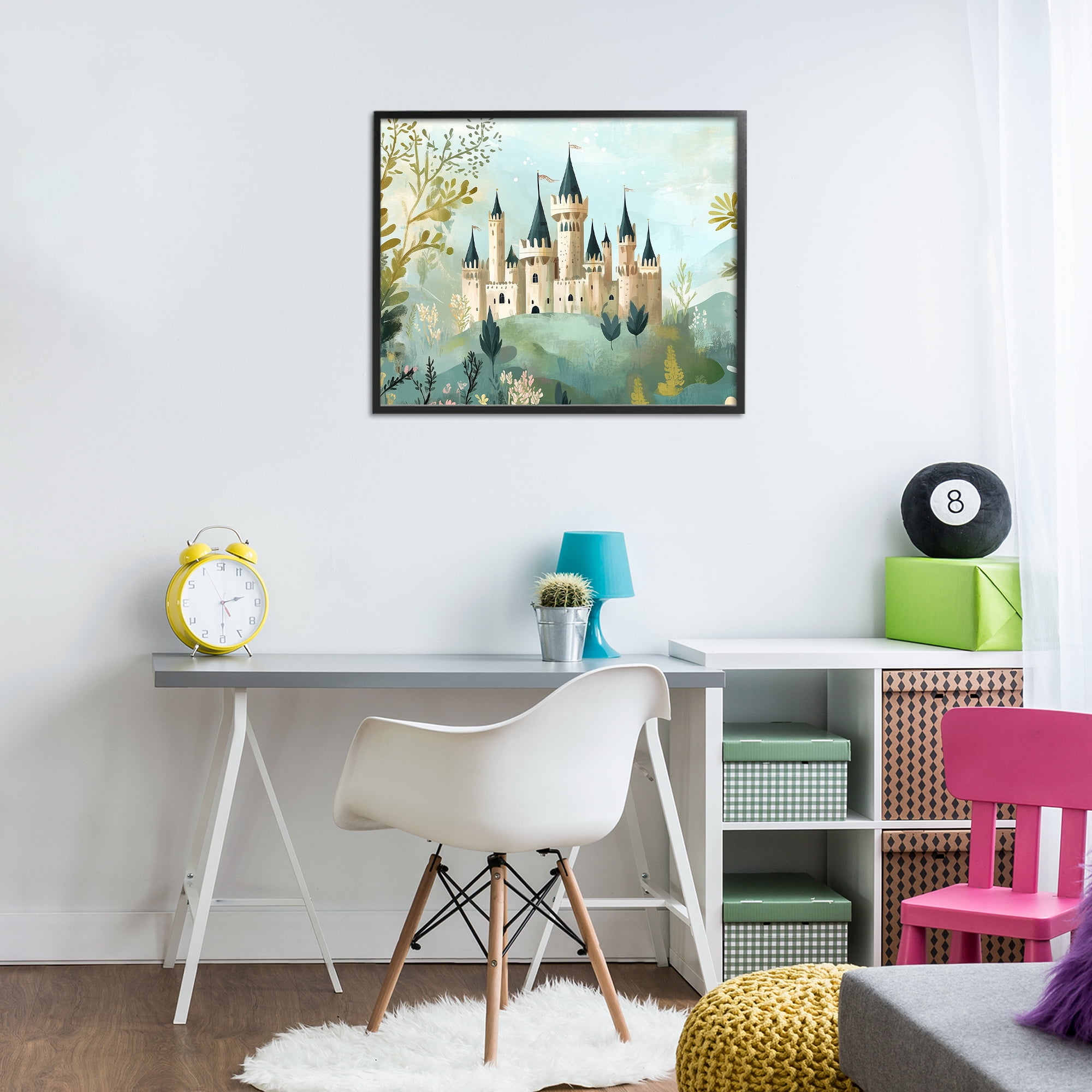 Stupell Industries Princess' Castle View Black Framed Giclee Art, design by Christine Simpson Art