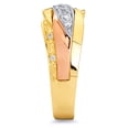 thumbnail image 3 of Wellingsale Mens Solid 14k 3 Tri Color White Yellow and Rose / Pink Gold Polished CZ Cubic Zirconia Wedding Ring Band - Size 8.5, 3 of 5