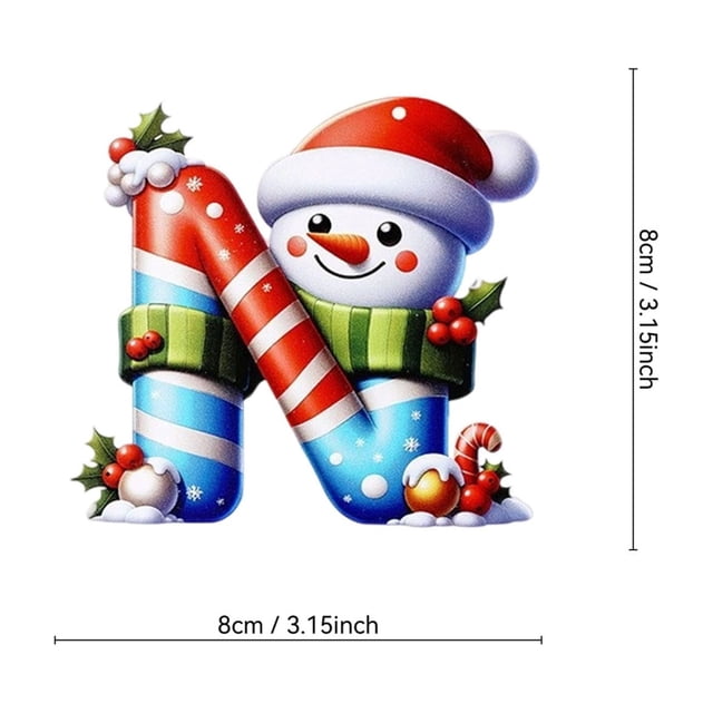 Christmas Tree Ornament Acrylic 2D Snowman Letter Pendant With Red Silk Jute And Gold Ribbons For Holiday Decoration