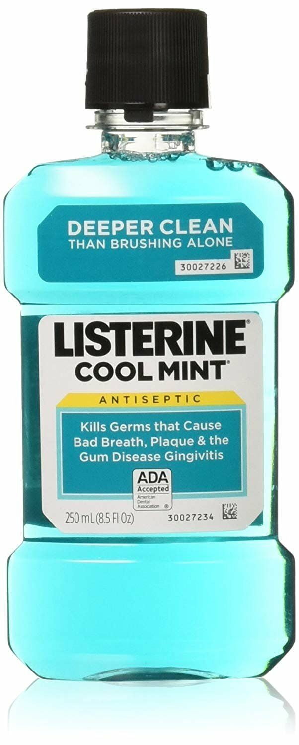 Listerine Antiseptic Mouthwash, Cool Mint 250 mL Pack of 6