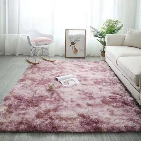 

Tie-Dye Gradient Silk Plush Carpet Living Room Coffee Table Mat Bedside Long Hair Can Be Washed All Over The Bedroom