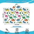 thumbnail image 2 of Vivid Colored Dinosaur and Leaf Pattern Hooded Bath Towel，50"x30" for Ages 3 To 12 Kids, Quick Dry Lightweight Soft Microfiber Hood Beach Towel Cover Up for Kids, 2 of 7