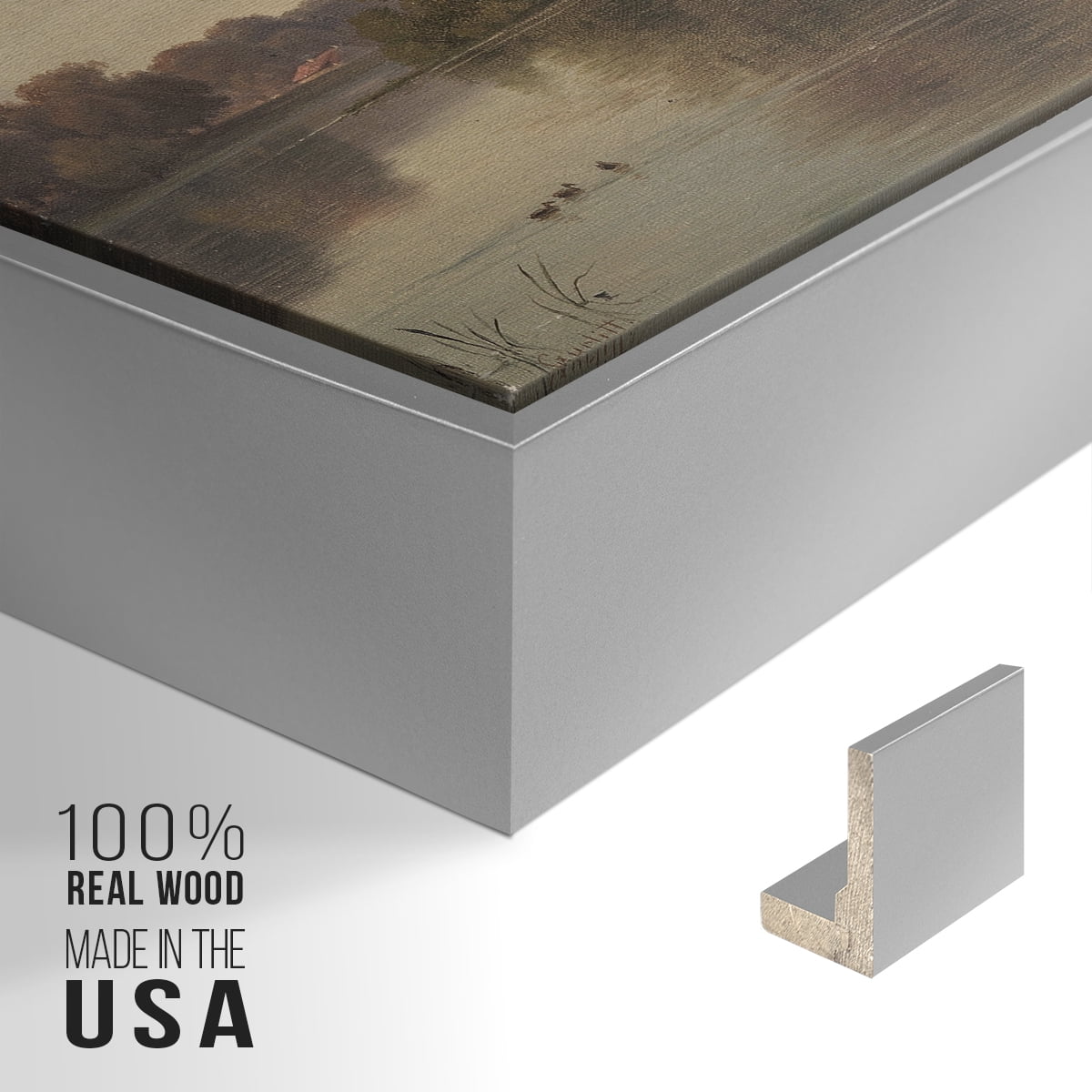Vintage Landscape-CCCIX By Wexford Home Framed in Silver Wood Gallery Wrapped Canvas 25 in. x 37 in.