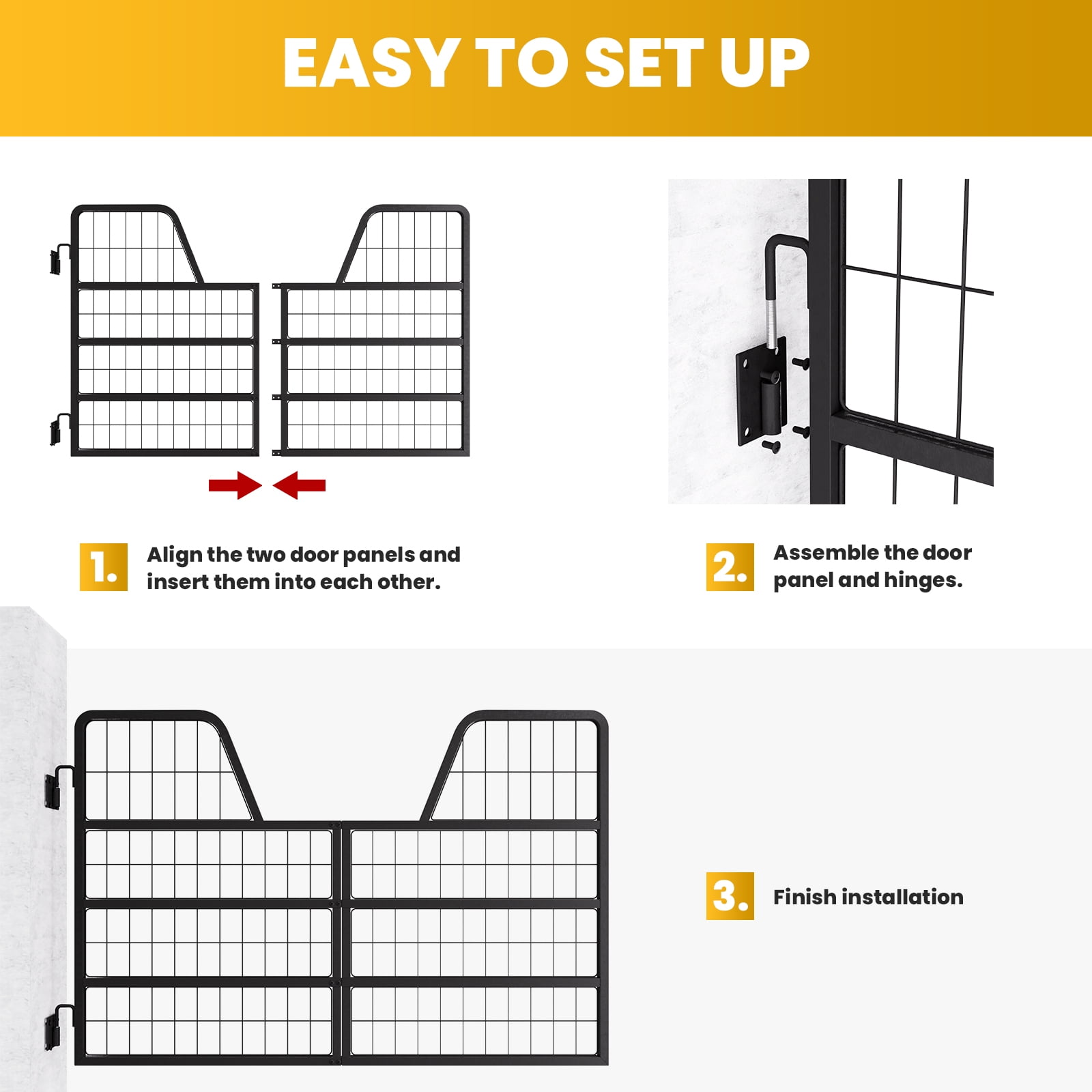 Horse Stall Gate Guard,1" Thick Steel Frame Horse Barn Door Guard,48" L X 32" H Horse Stall Gates,Easy Install Horse Stall,Fits Standard Barn Doorways