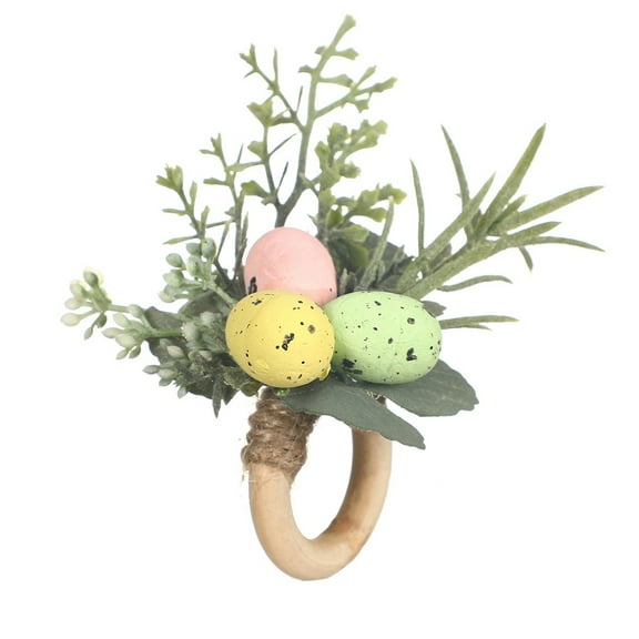 Darzheoy Easter Eggs Napkin Rings, Easter Eggs Spring Napkin Rings, Easter Bunny Napkin Ring Holder, Farmhouse Napkin Holders Easter Holiday Theme Decoration