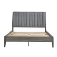 thumbnail image 5 of JERFIT Modern King Size Bed with Velvet Headboard, Gray Upholstered Platform Bed, Wood Frame No Box Spring Needed, All-in-One Box Delivery, 5 of 8