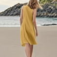 thumbnail image 3 of Vestido sin mangas estampado de lino para mujer: largo hasta la rodilla, estampado floral, bolsillos, ropa de verano para la playa., 3 of 7