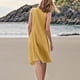 thumbnail image 3 of Vestido sin mangas estampado de lino para mujer: largo hasta la rodilla, estampado floral, bolsillos, ropa de verano para la playa., 3 of 7