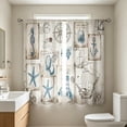 thumbnail image 7 of huayou 2 Pack Printed Kitchen Tier Curtains, 27.56x59.06 Inch Vintage Nautical Starfish Seahorse Anchor Postcard Short Window Curtains for Indoor Kitchen Coastal Home Decor, 7 of 7