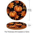 thumbnail image 3 of Pumpkin 6PCS Round Coasters Set, Microfiber Leather Drink Coasters 11x11 cm/4.3x4.3 in - Heat Mats for Home and Kitchen Use, 3 of 6