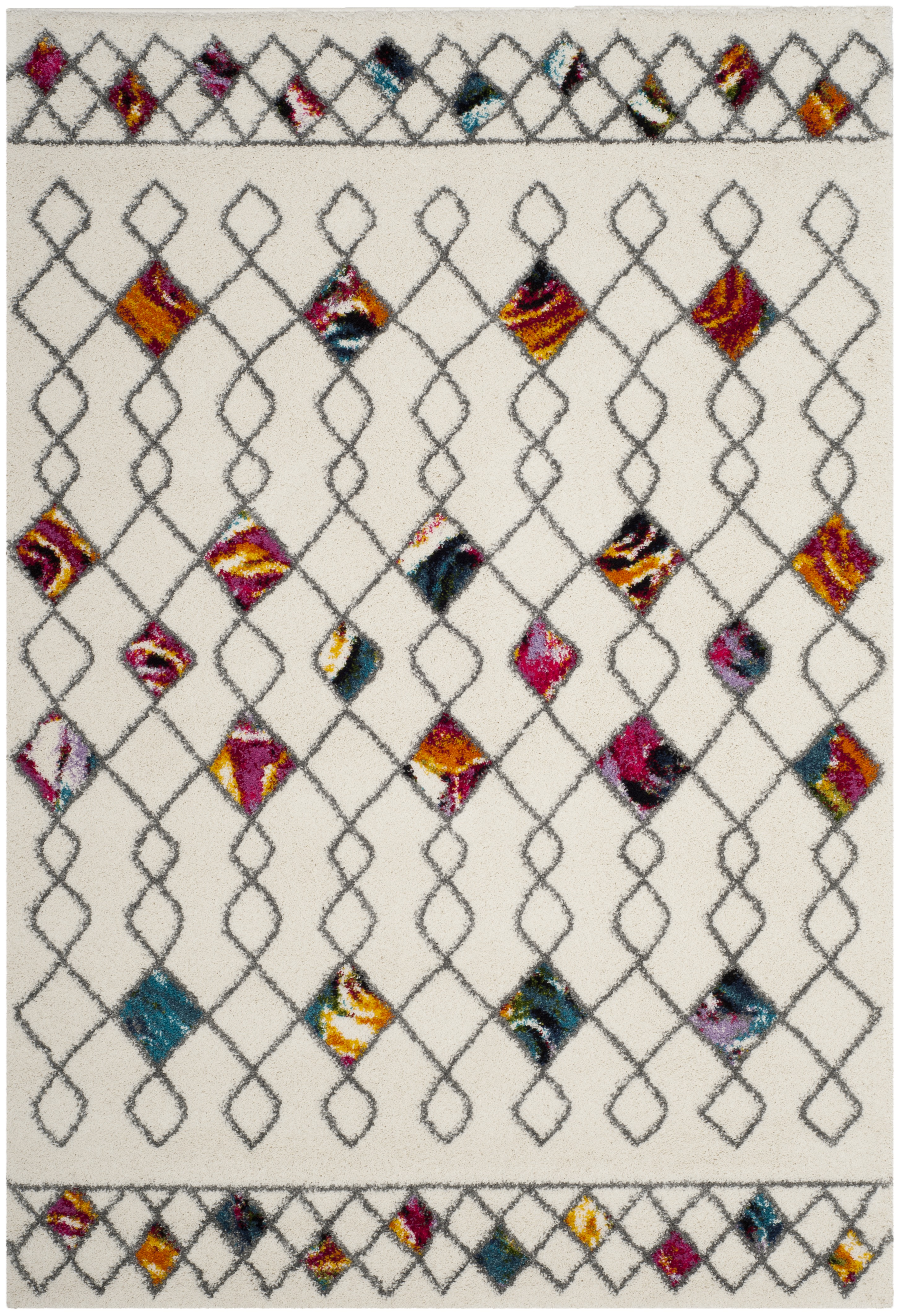 Safavieh Fiesta Azura Geometric Shag Area Rug, Cream/Multi, 6'7" x 9'2"