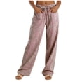 thumbnail image 6 of GEWSEY Womens Wide Leg Striped Plaid Pants Casual Barrel Loose Drawstring Low Waist Palazzo Harem Pants with Pockets (Brown, S), 6 of 9