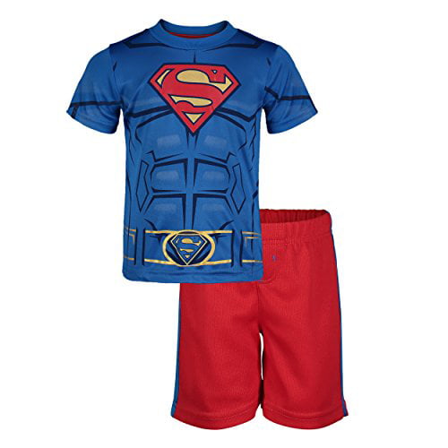 Batman and Superman Boys Athletic Performance T-Shirt & Mesh Shorts Set Warner Bros 