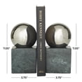 thumbnail image 3 of CosmoLiving by Cosmopolitan 4" Geometric 7 lbs Green Marble Bookends with Silver Aluminum Orb (Set of 2), 3 of 8