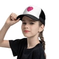 thumbnail image 5 of PAYOHTO Kids Pink Bright Heart Pattern Baseball Hat Back Adjustable Mesh Breathable Hats Black Trucker Cap Outdoor Fishing Sun Caps for Boys or Girls ages 4-10, 5 of 9