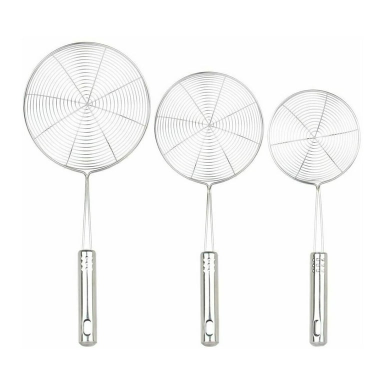 Extra Large Spider Strainer Skimmer Spoon for Frying and Cooking - Set of 3
