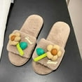 thumbnail image 4 of Lolmot Open Toe Slippers for Women Indoor, Cozy Cute Flower Warm House Slippers Anti-Slip Comfy Soft Flannel Bedroom Slippers Memory Foam Cozy Flat Spa Slide Slippers, 4 of 5