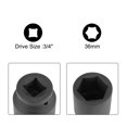 thumbnail image 3 of Uxcell Deep Impact Socket 3/4" Drive 36mm 6Point Chrome Molybdenum Steel Black, 3 of 5
