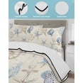 thumbnail image 4 of Quilts Twin Size, Nautical Coastal Soft Comforter Bedding Set for Bed, Vintage Beach Coral Starfish Shell Lightweight Quilted Bedspread with Pillow Cover(2 Pieces) for All Season, 68x86 Inch, 4 of 6