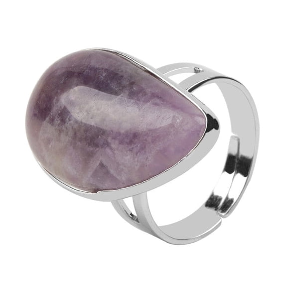 Unisex Ring With Water Drop Design Copper Inlay Natural Stone Jewelry Opal Rose Quartz Tiger Eye Golden Sandstone