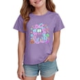 thumbnail image 6 of Gubotare Girls Halloween Shirt Girls Casual Short Sleeve T Shirts Kids Loose Soft Tops Size 9-10 (Purple,9-10 Years), 6 of 7