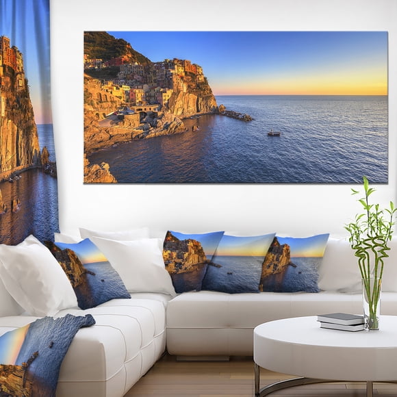 Manarola Village Beach Panorama - Oversized Landscape Wall Art Print