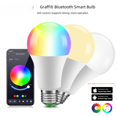 thumbnail image 1 of Bombilla LED inteligente con control por aplicación, lámpara RGB con grafiti para el hogar, lámpara de 9 W que cambia de color, bombilla E27 con Bluetooth, venta al por mayor, 1 of 5