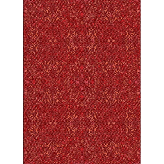 Ahgly Company Machine Washable Indoor Rectangle Transitional Fire Engine Red Area Rugs, 7' x 9'