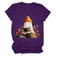 thumbnail image 4 of CAUYDY Halloween T-Shirts for Women Fun Cute Pumpkin Tee Retro Letter Print Fall Skull Short Sleeve Casual Top Blouses Gift(Purple,3XL), 4 of 5