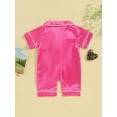 thumbnail image 4 of Rdhnmea Newborn Baby Girls Boys Silk Pajamas Rompers Button Down Short Sleeve Satin Infant Pjs One Piece Jumpsuit Shorts, 4 of 9