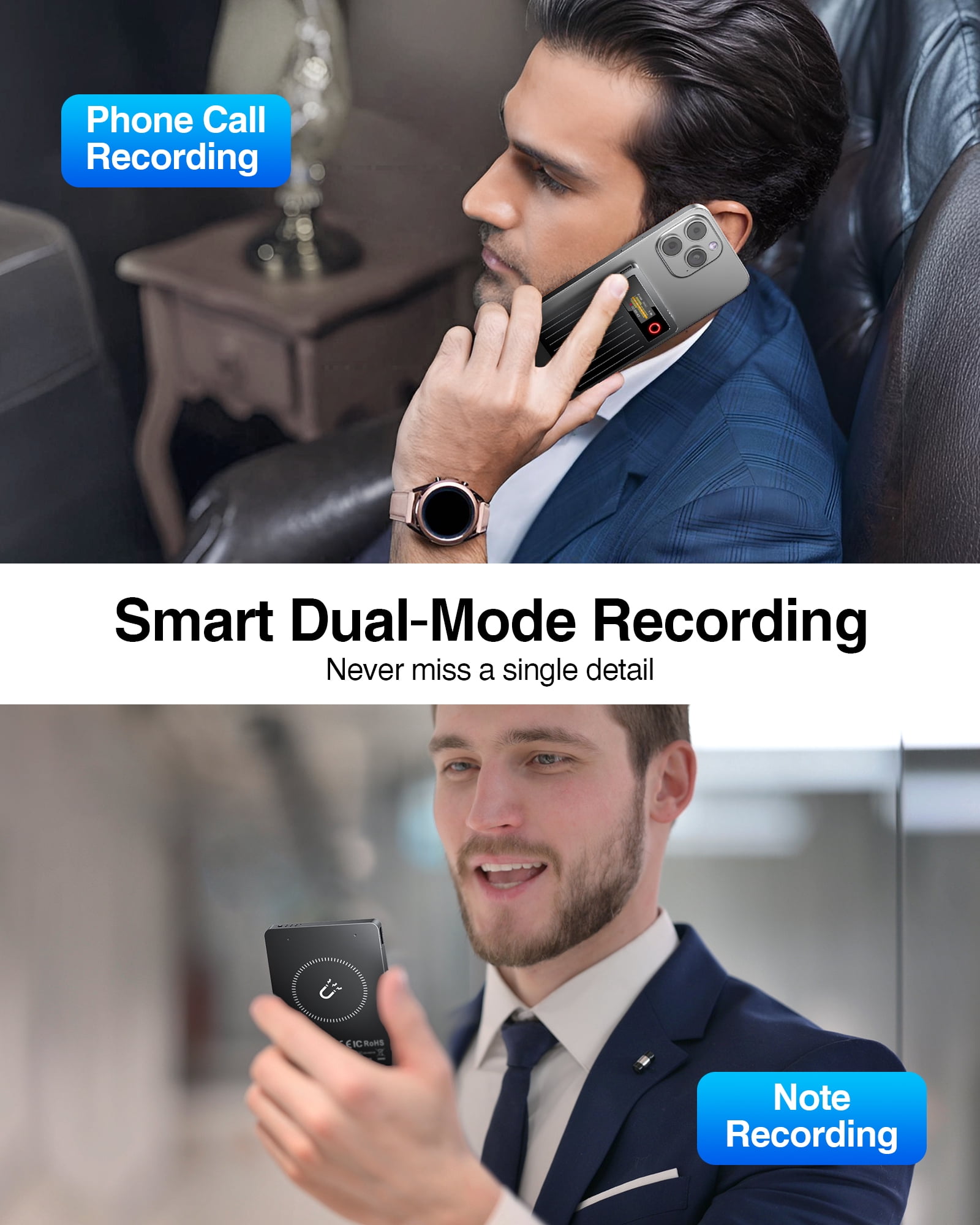 Powerextra AI Voice Recorder 64GB, Voice Recorder with GPT Transcription Summary