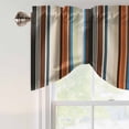 thumbnail image 5 of Tie Up Valances for Windows, Brown Orange Striped Adjustable Valance Curtains Window Treatment for Living Room/Bedroom, Modern Stripes Art Farmhouse Rod Pocket Kitchen Curtains & Drapes 42x12 Inch, 5 of 9